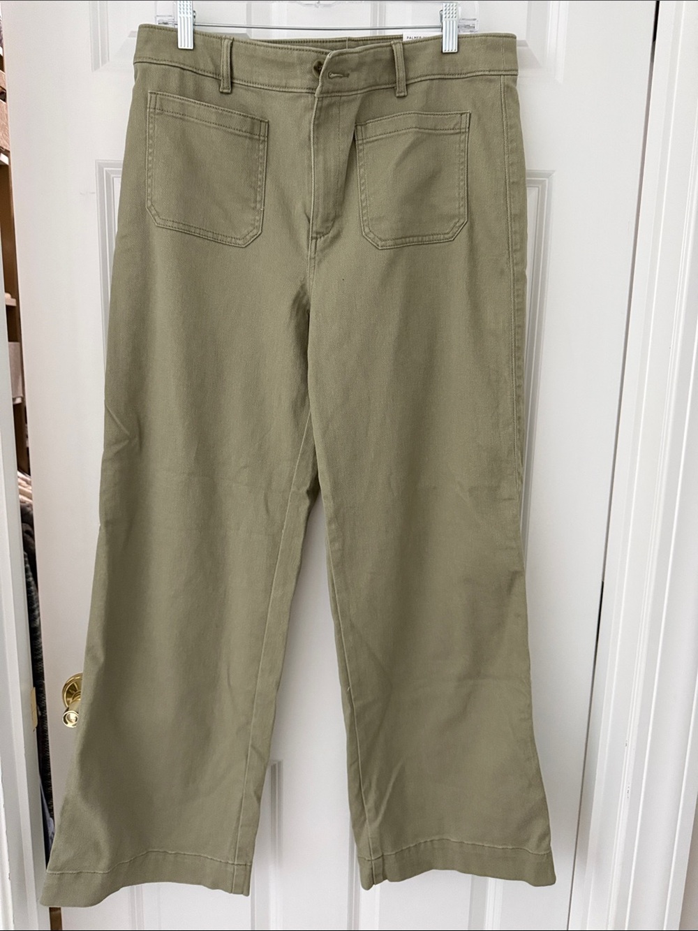 LOFT Light Olive Green Palmer Wide Leg Pants
